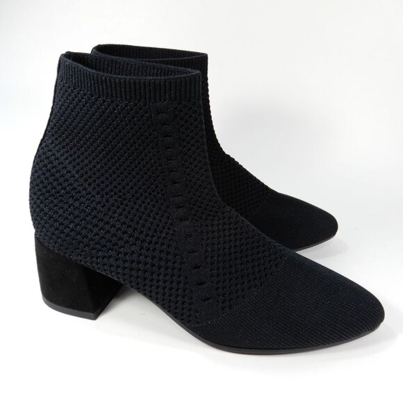 EILEEN FISHER Honey Stretch Knit Socks Booties Size 5 Black Block Heel NEW $235 - Picture 3 of 11